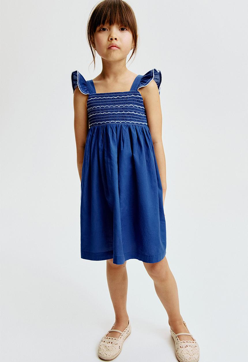 H&M - Smocked cotton dress - bright blue