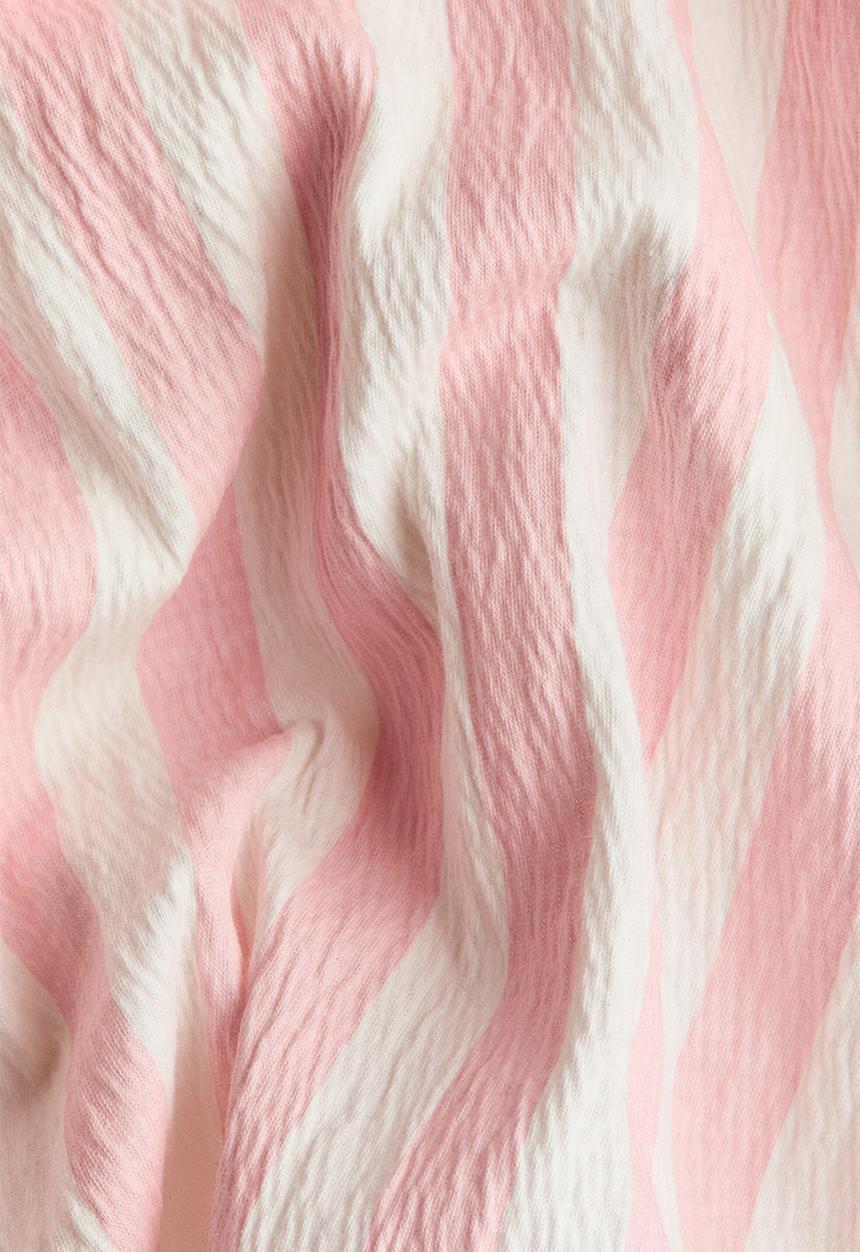 H&M - Flutter-sleeved cotton dress - light pink/striped