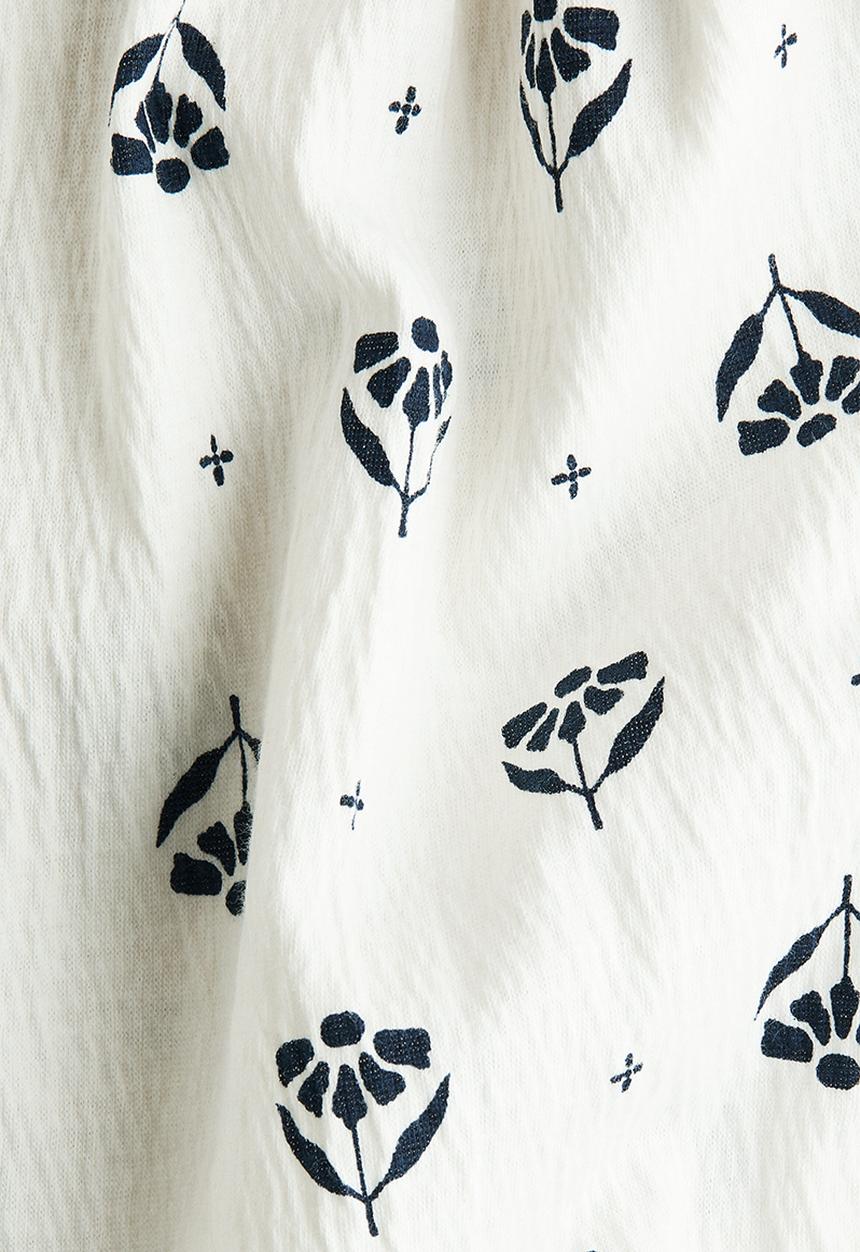 H&M - Flutter-sleeved cotton dress - white/floral