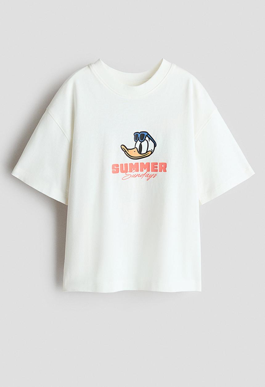 H&M - Oversized printed t-shirt - cream/donald duck