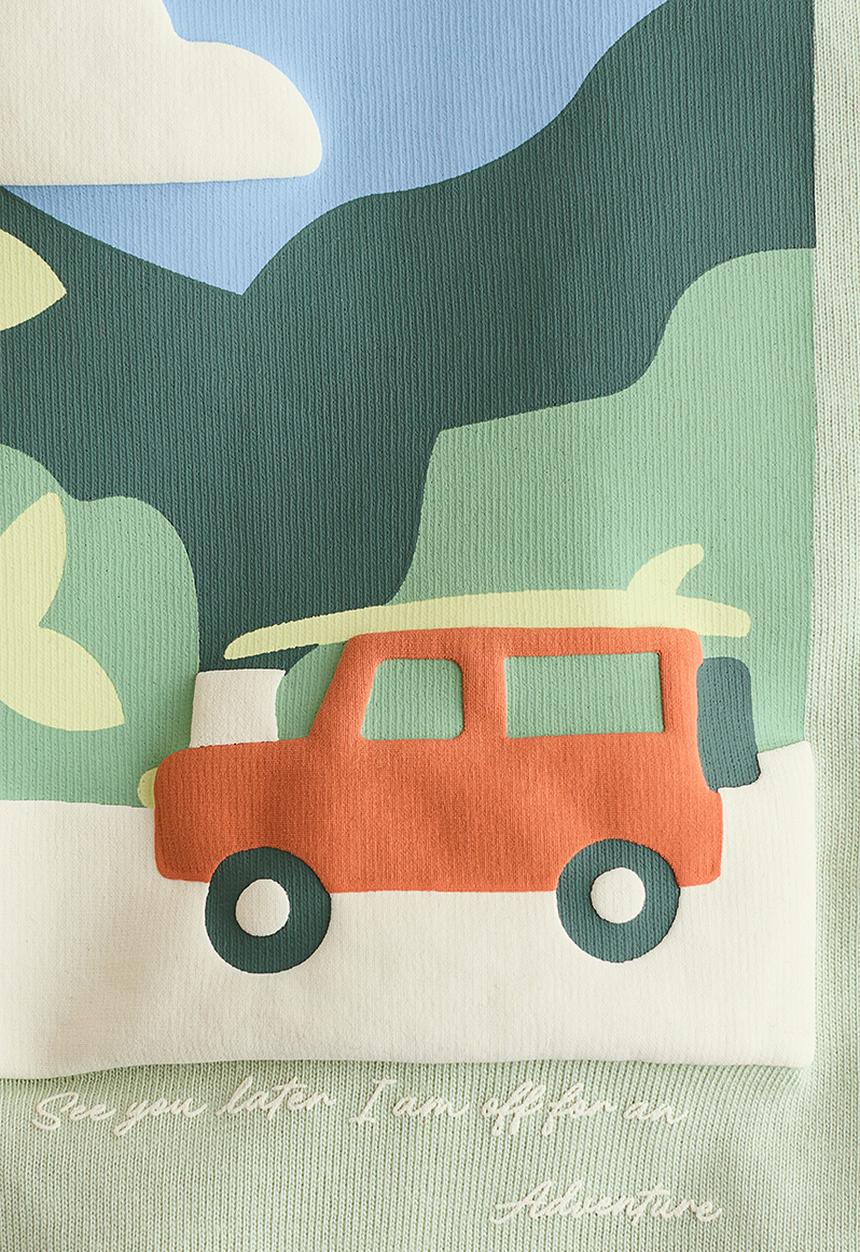 H&M - 2-piece cotton jersey set - light green/car