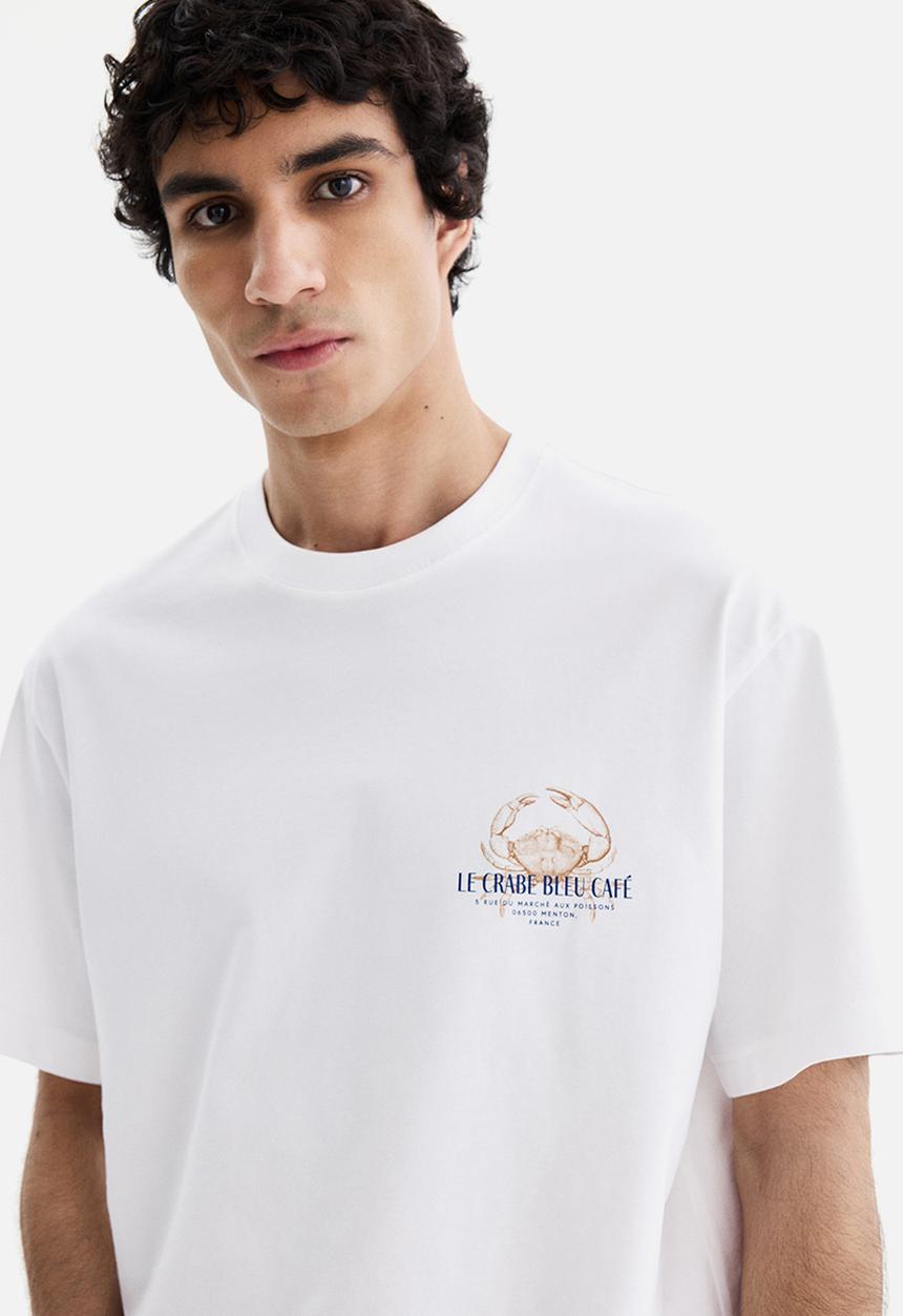 H&M - Loose fit printed t-shirt - white/crab