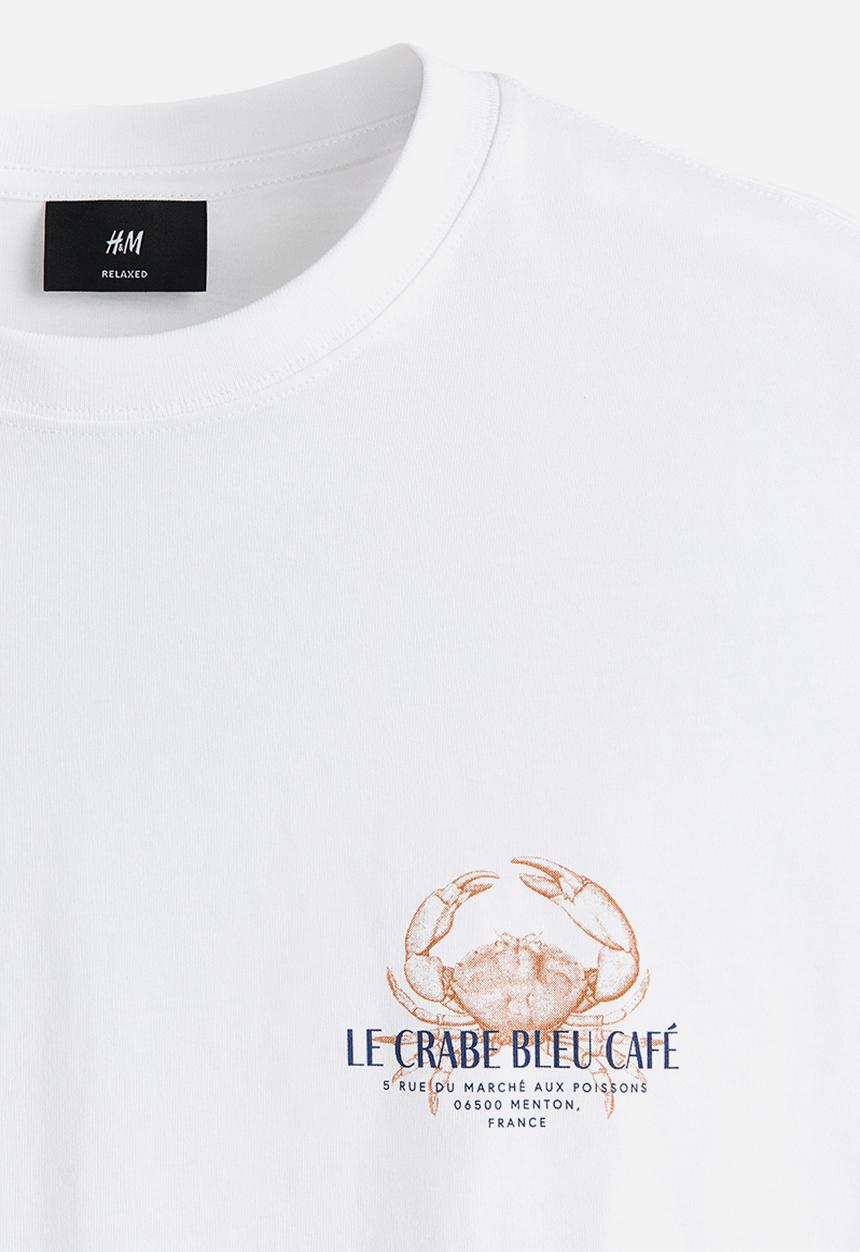 H&M - Loose fit printed t-shirt - white/crab
