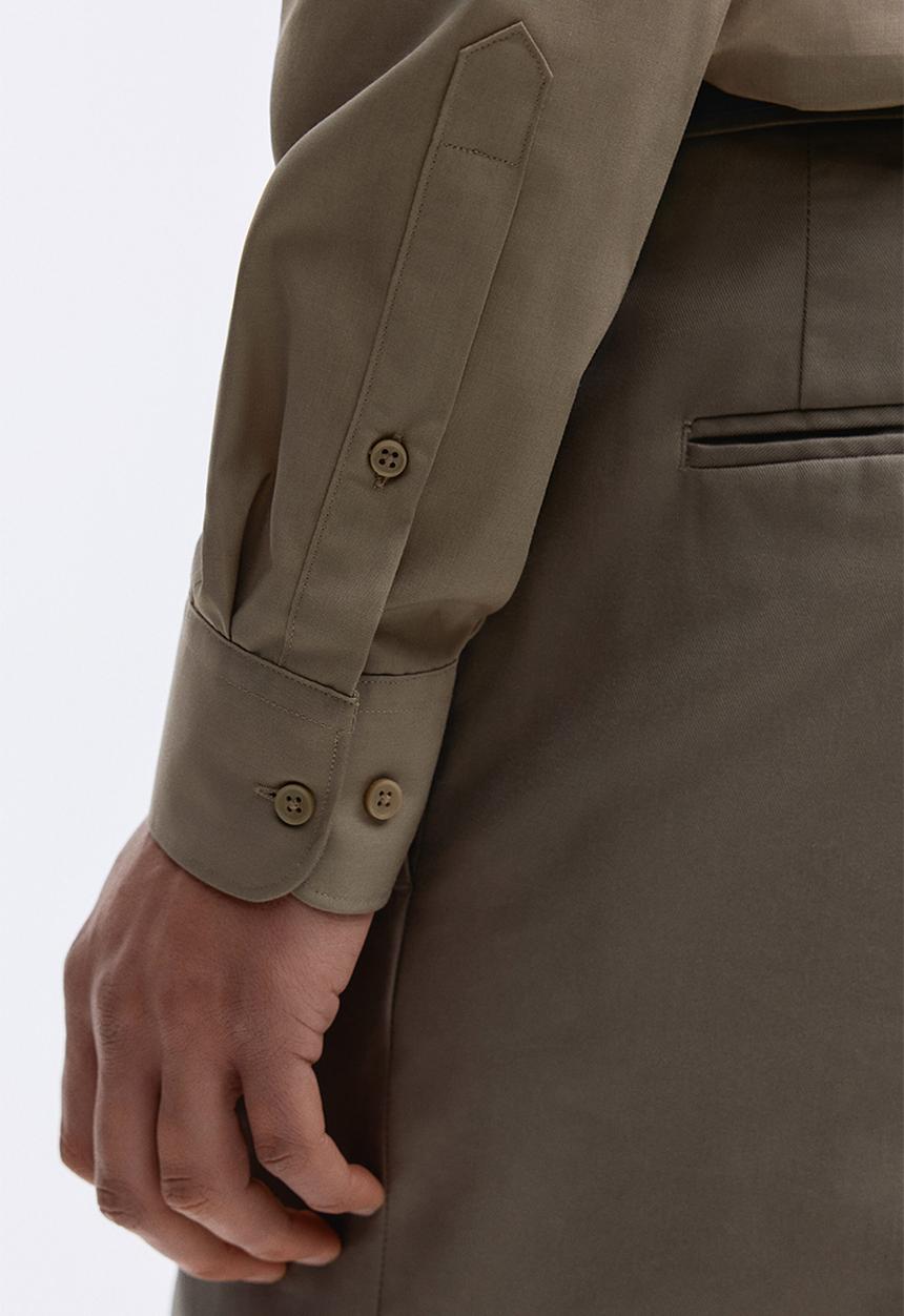 H&M - Slim fit easy-iron shirt - khaki green