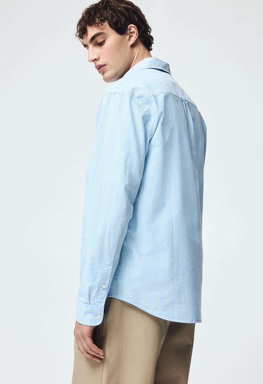 H&M - Regular fit oxford shirt - light blue/striped