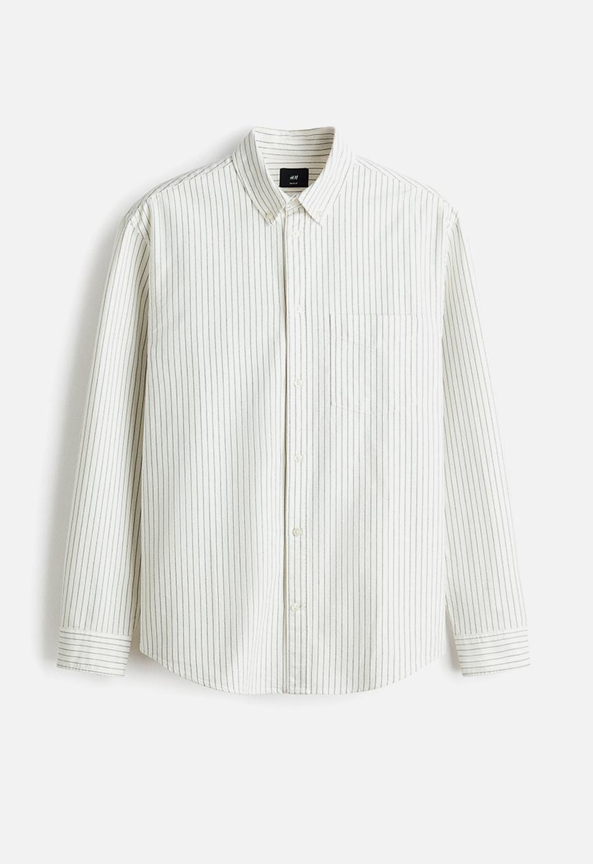 H&M - Regular fit oxford shirt - white/striped