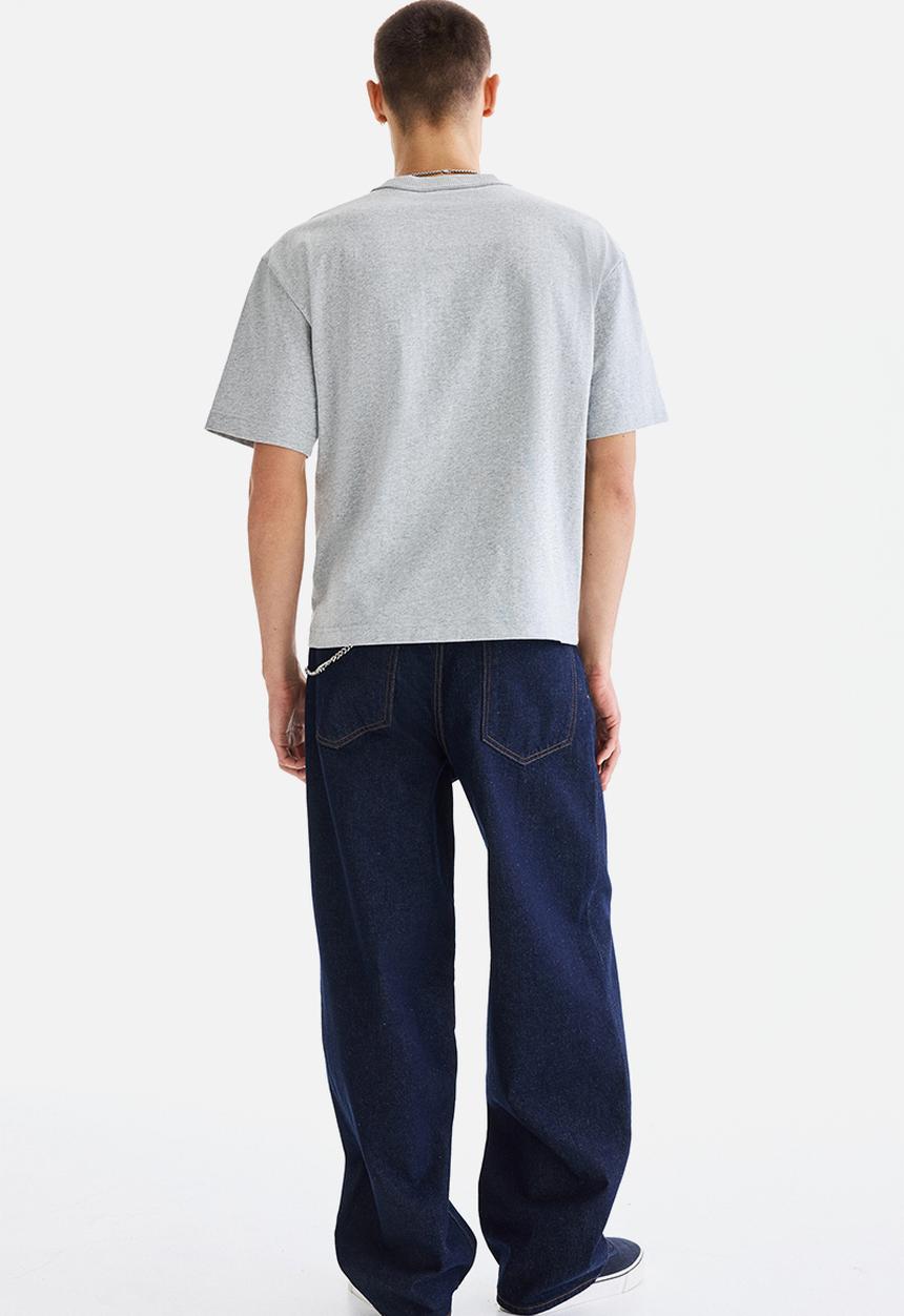 H&M - Loose fit printed t-shirt - light grey marl/soho nyc