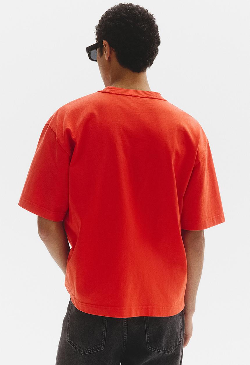 H&M - Loose fit printed t-shirt - bright orange/soho nyc