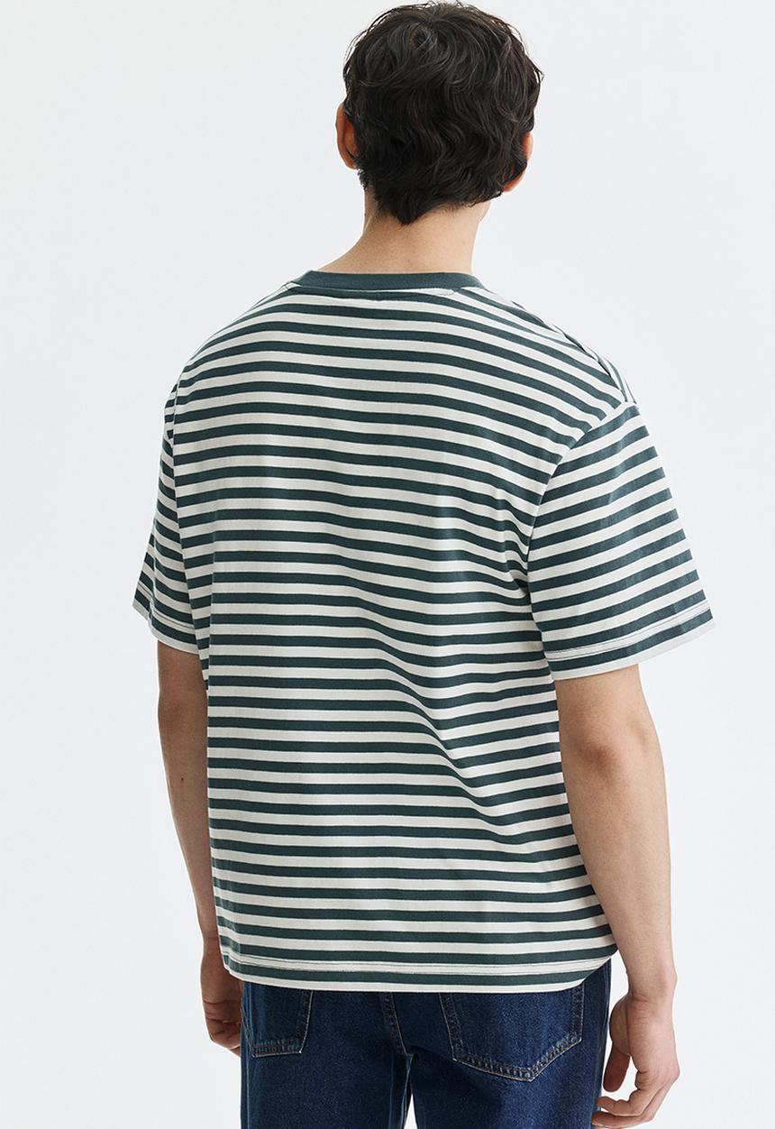 H&M - Relaxed fit t-shirt - teal/striped