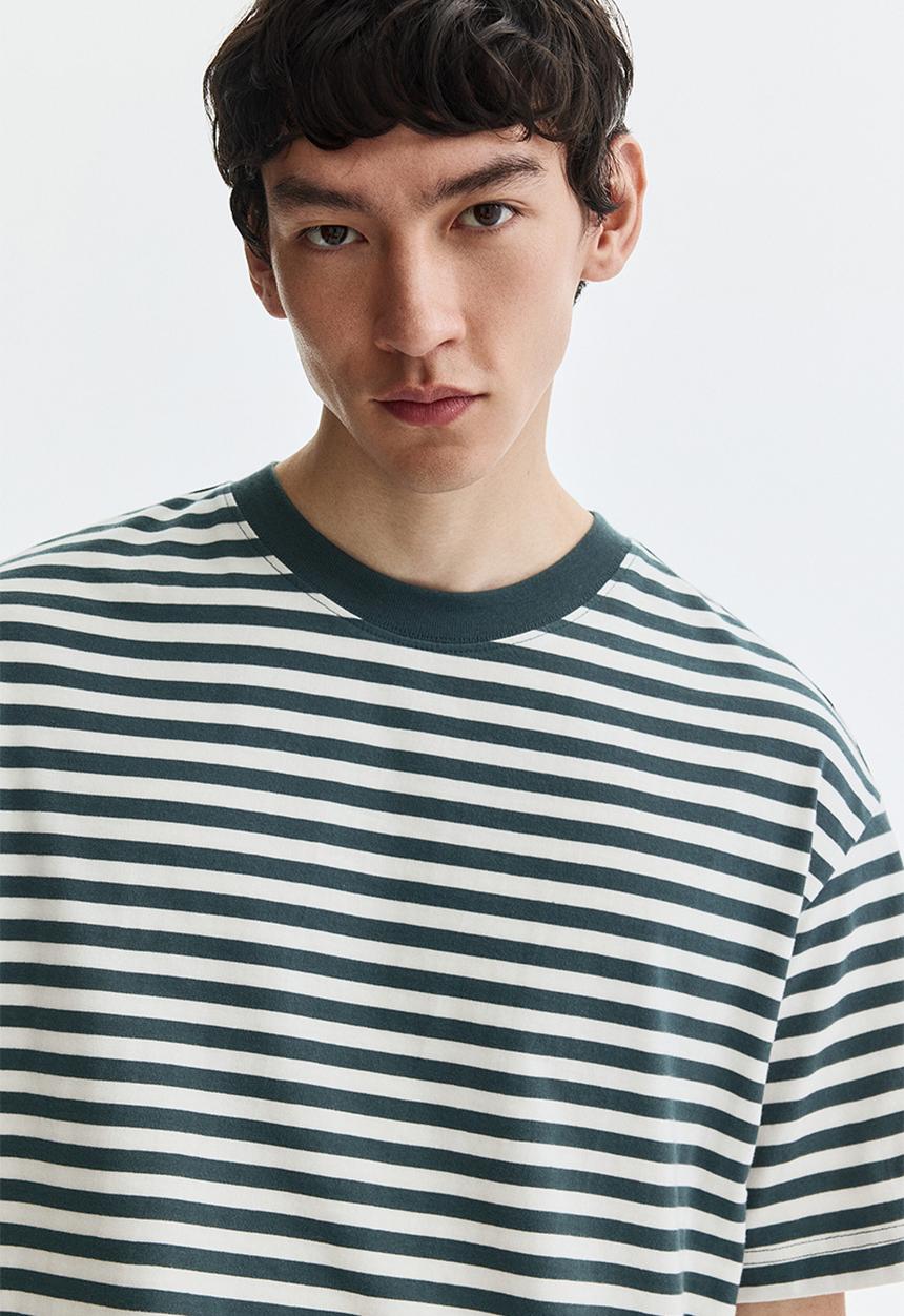 H&M - Relaxed fit t-shirt - teal/striped