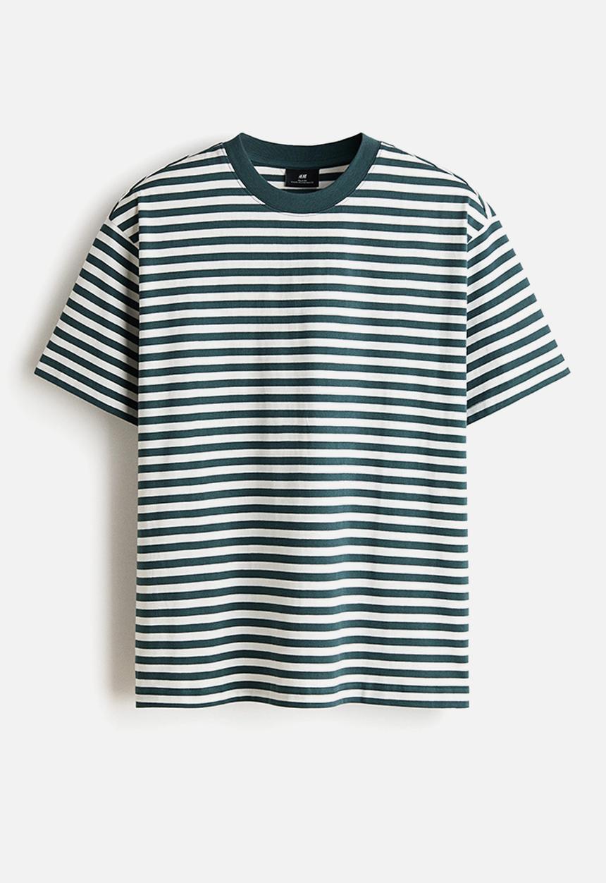 H&M - Relaxed fit t-shirt - teal/striped