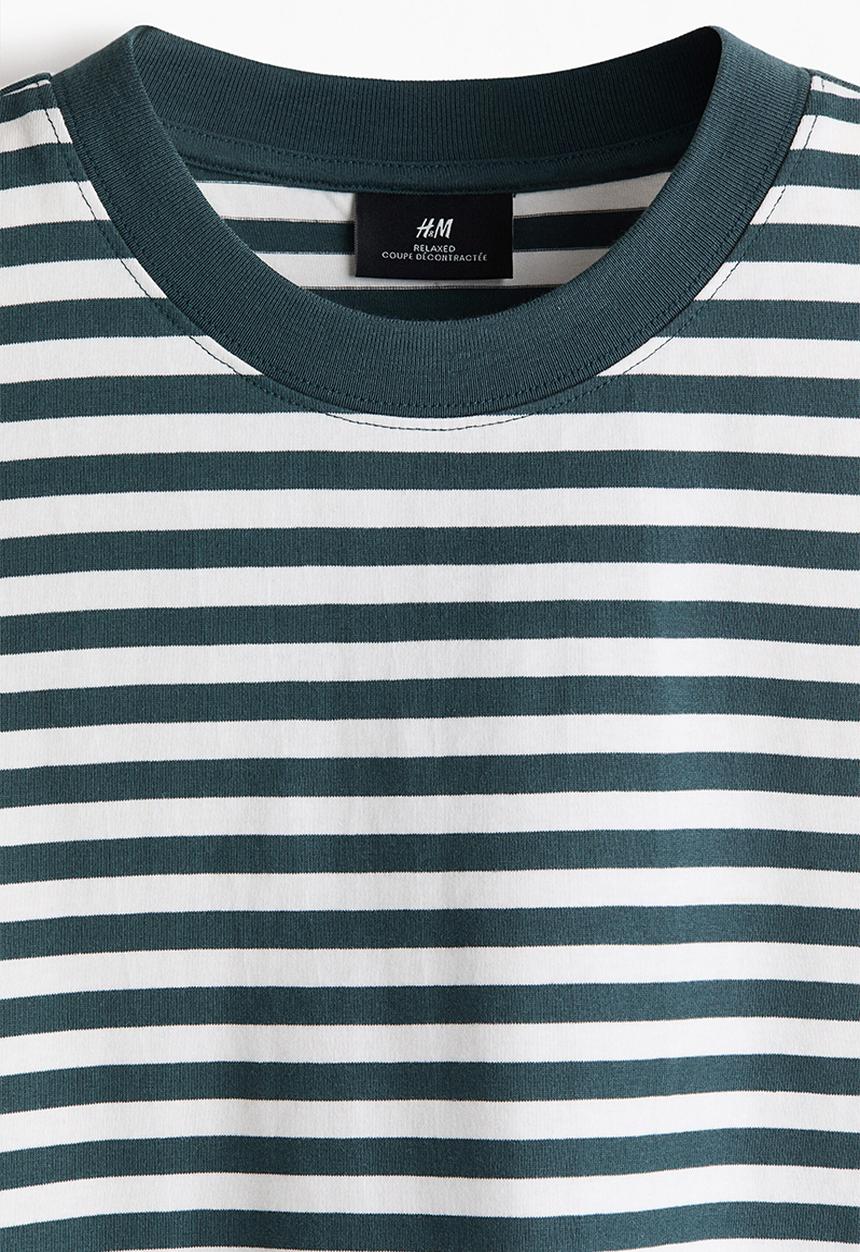 H&M - Relaxed fit t-shirt - teal/striped