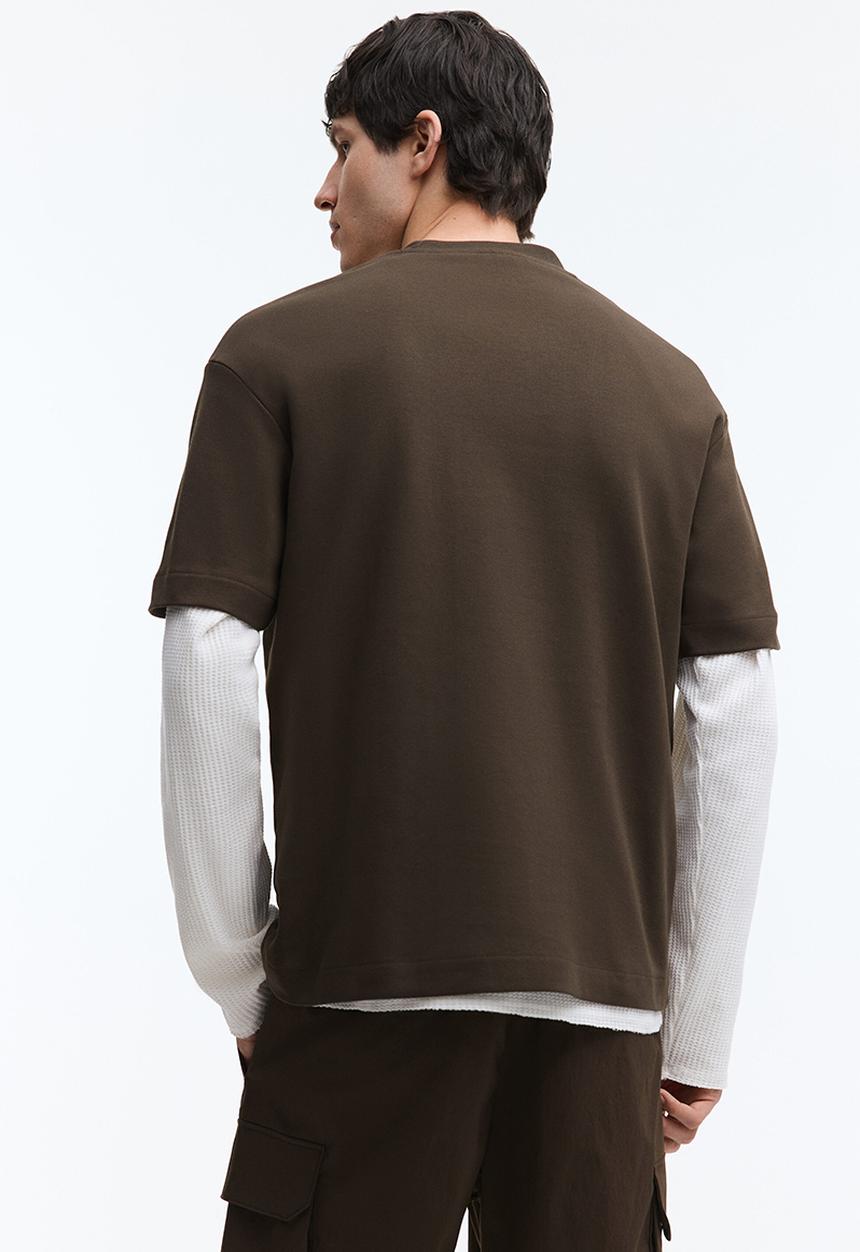 H&M - Loose fit interlock t-shirt - dark khaki green
