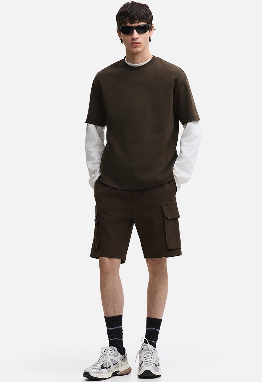 H&M - Loose fit interlock t-shirt - dark khaki green