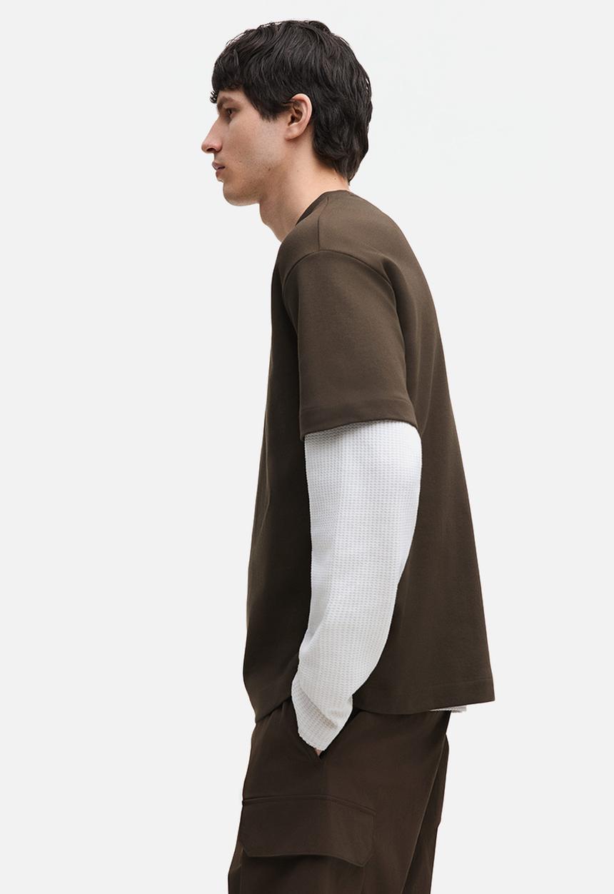 H&M - Loose fit interlock t-shirt - dark khaki green