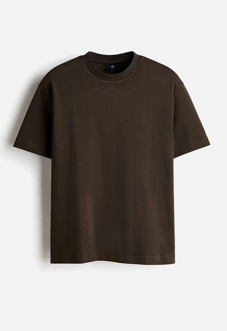 H&M - Loose fit interlock t-shirt - dark khaki green