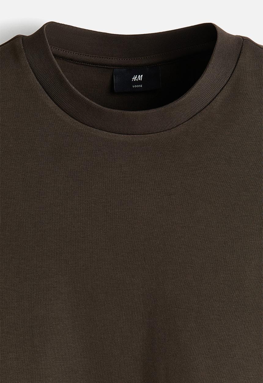 H&M - Loose fit interlock t-shirt - dark khaki green