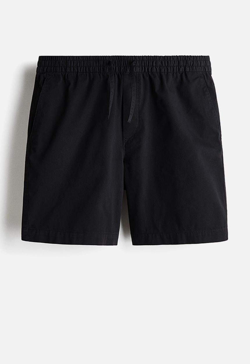 H&M - Relaxed fit cotton shorts - black