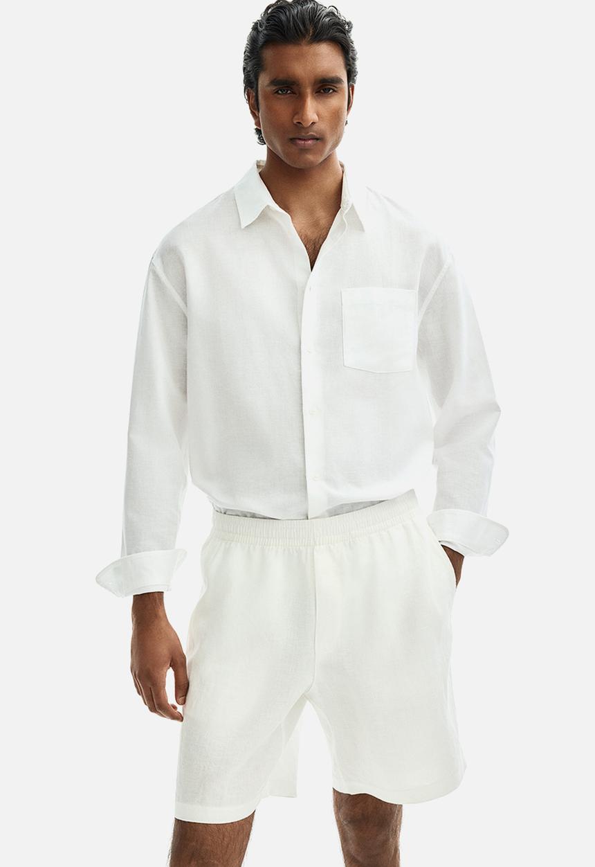 H&M - Relaxed fit linen shorts - white