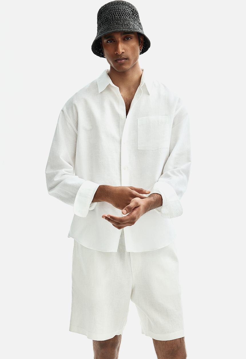 H&M - Relaxed fit linen shorts - white