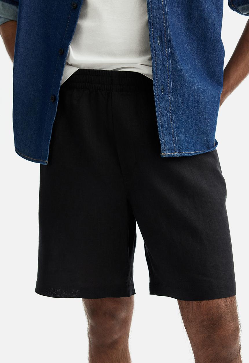 H&M - Relaxed fit linen shorts - black