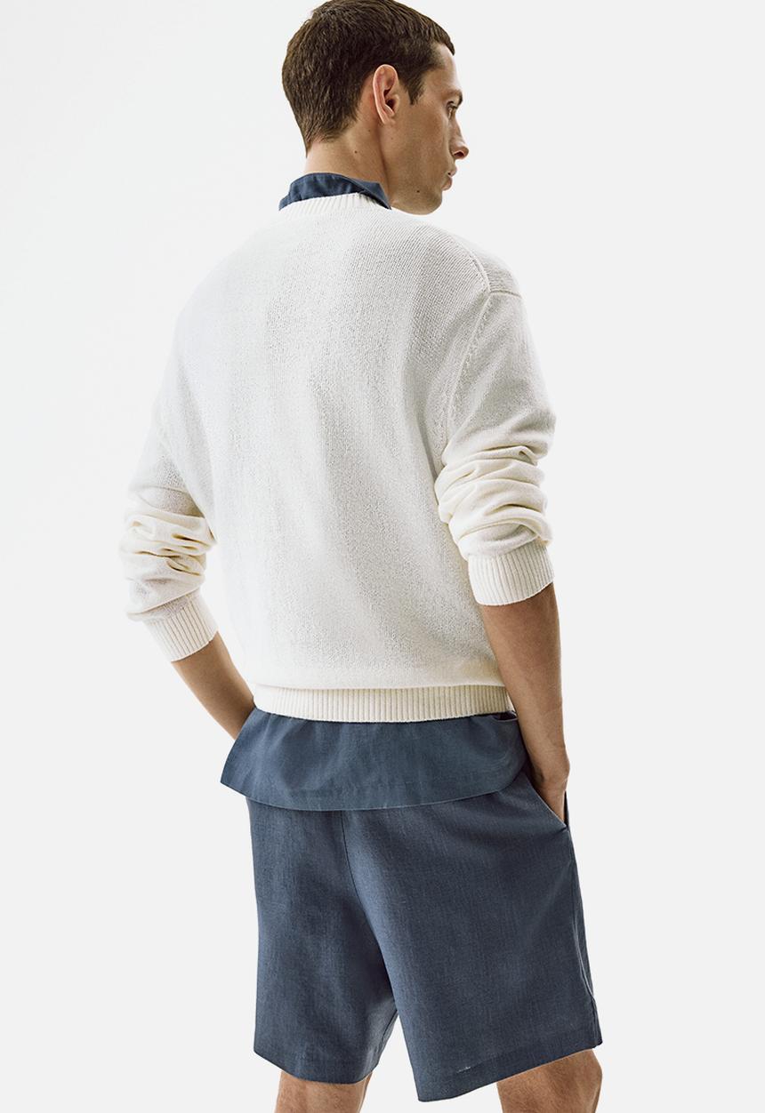 H&M - Relaxed fit linen shorts - dark dusty blue