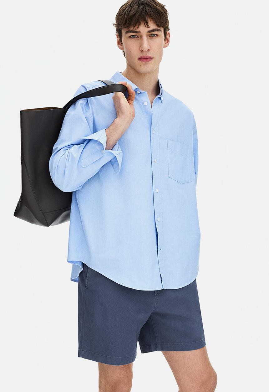 H&M - Regular fit cotton chino shorts - dusty blue