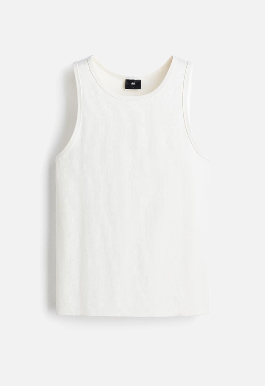 H&M - Slim fit ribbed vest top - white
