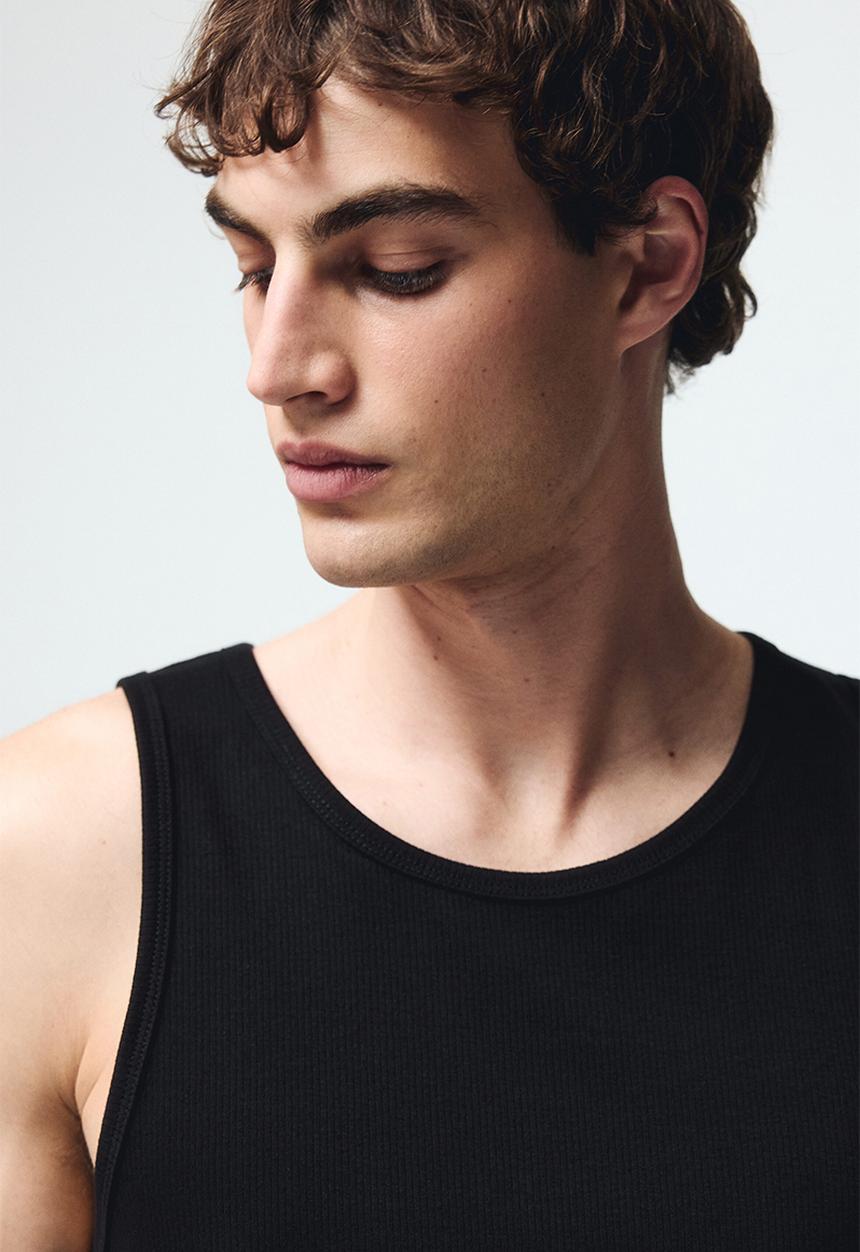 H&M - Slim fit ribbed vest top - black