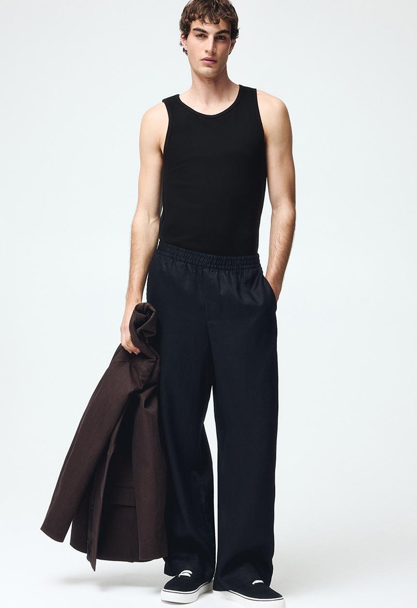 H&M - Slim fit ribbed vest top - black