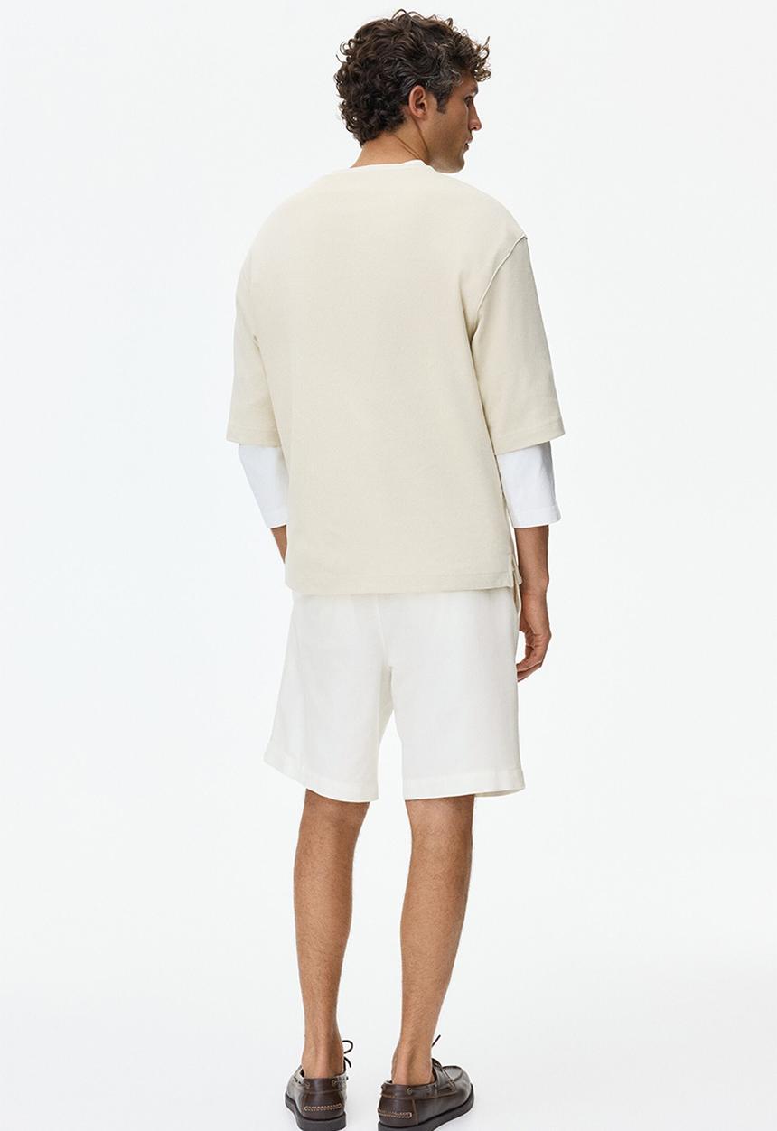 H&M - Relaxed fit linen-blend shorts - white