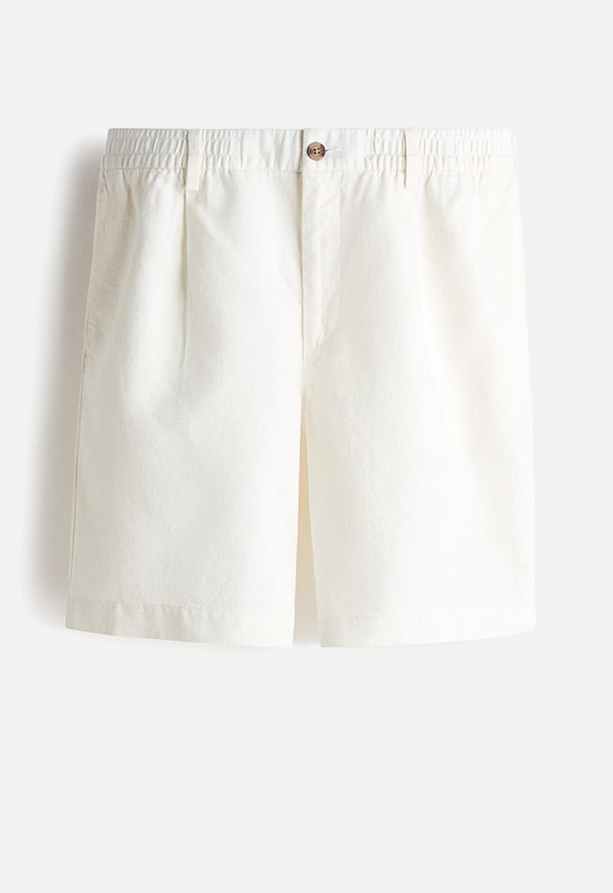 H&M - Relaxed fit linen-blend shorts - white