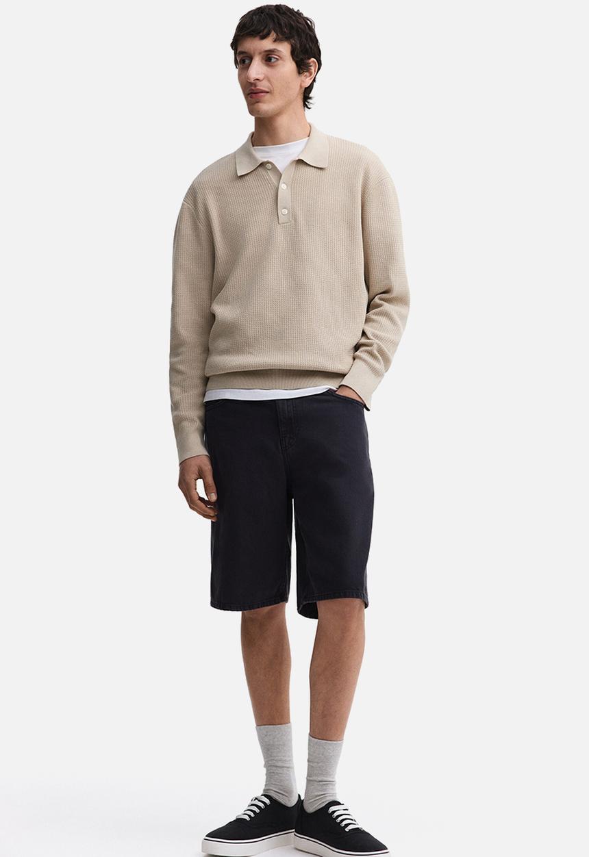 H&M - Relaxed denim shorts - black