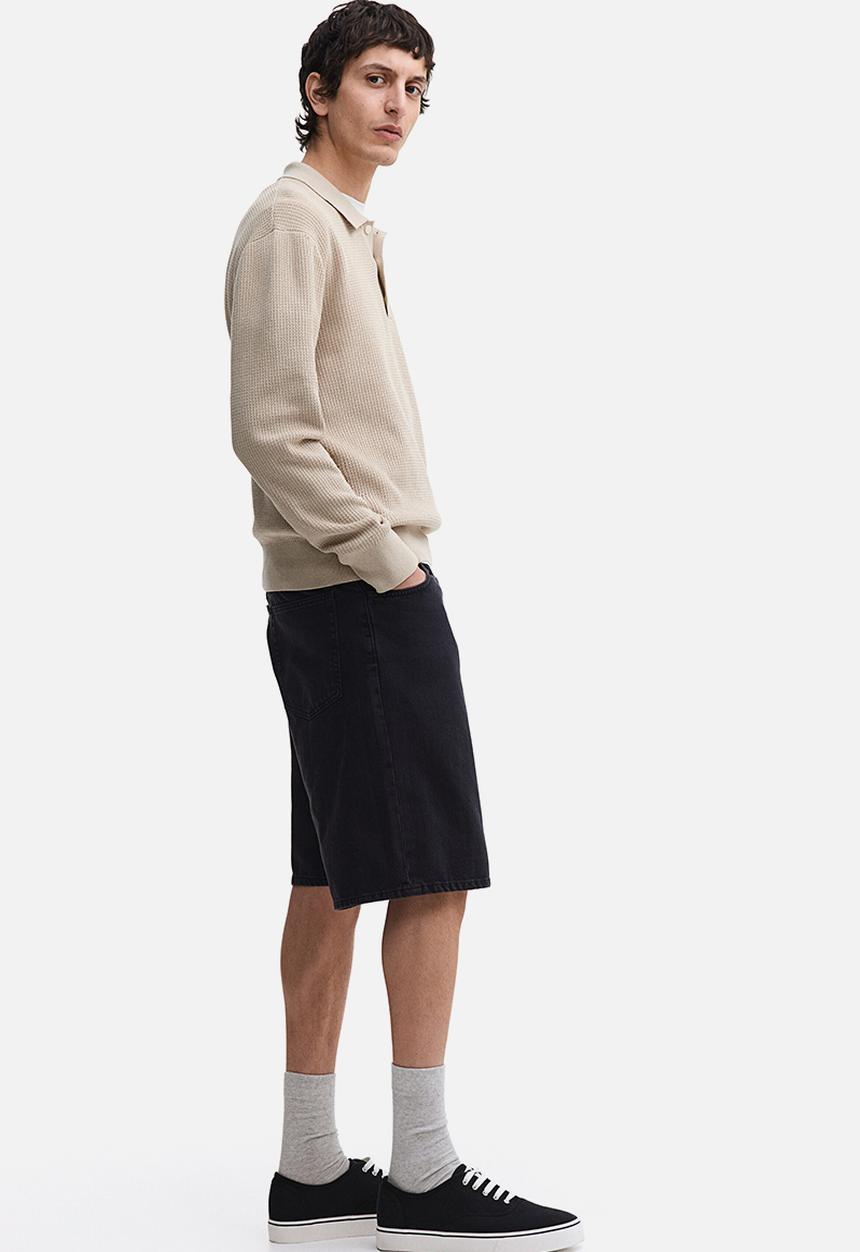 H&M - Relaxed denim shorts - black