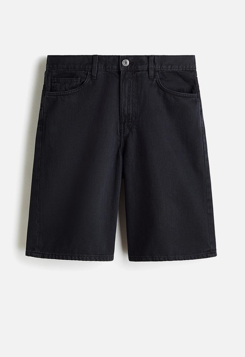 H&M - Relaxed denim shorts - black