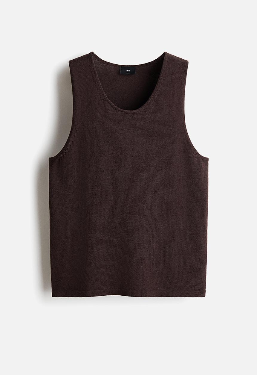 H&M - Regular fit knitted vest top - dark brown