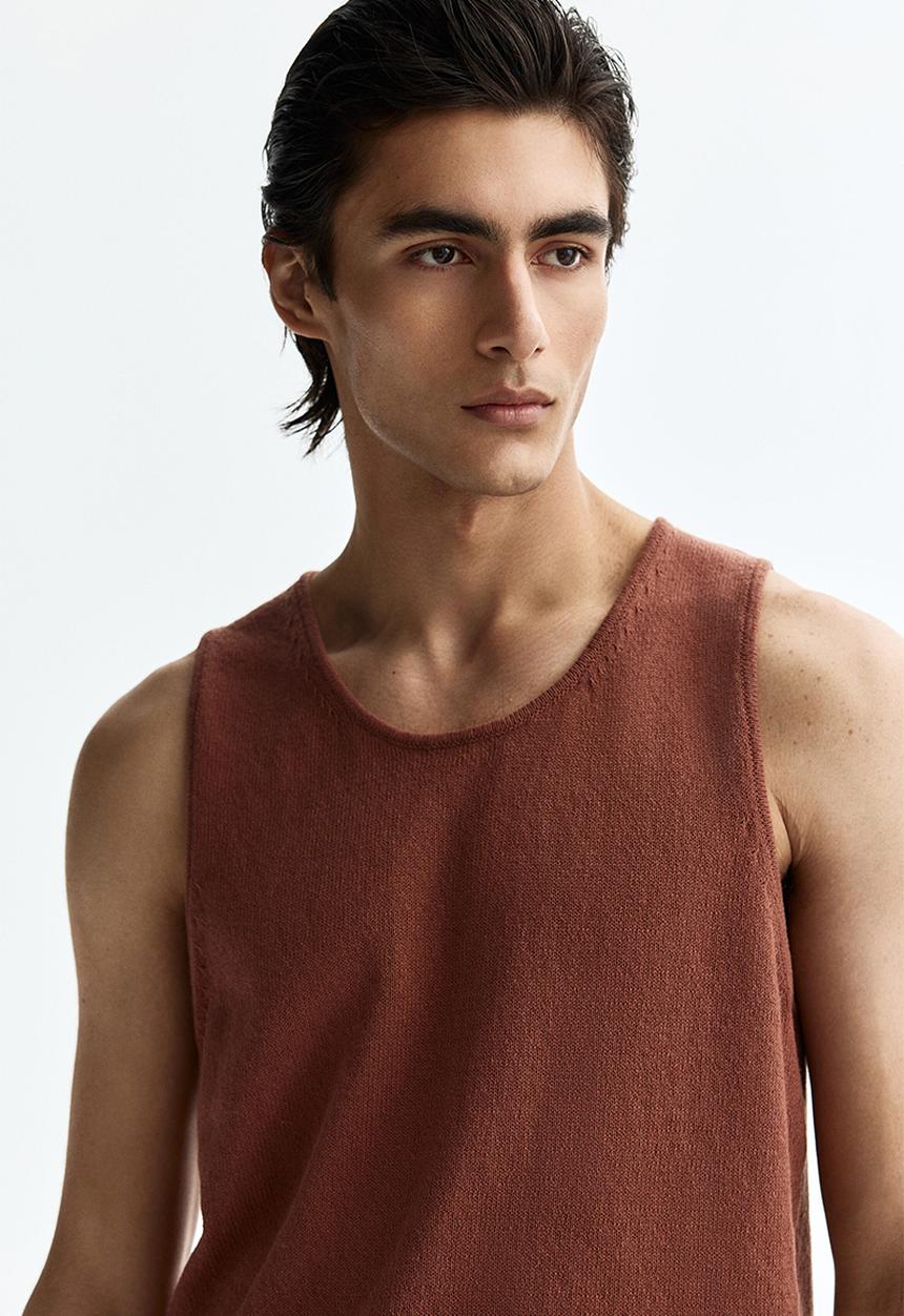 H&M - Regular fit knitted vest top - dusty red