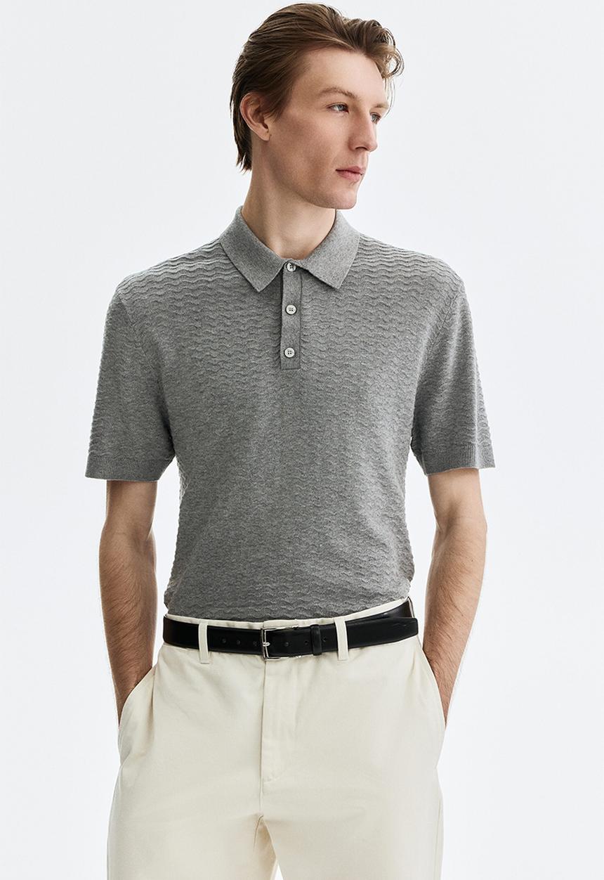 H&M - Slim fit polo shirt - grey