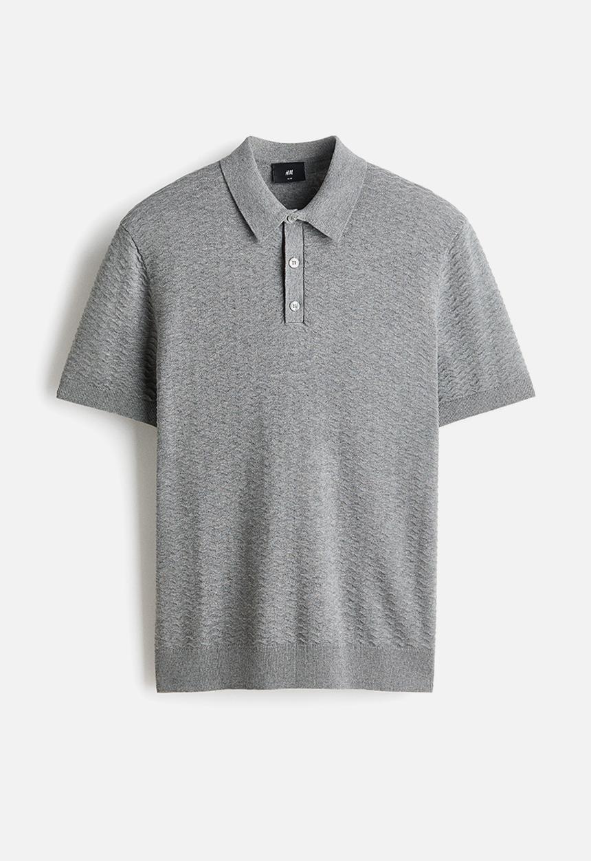 H&M - Slim fit polo shirt - grey