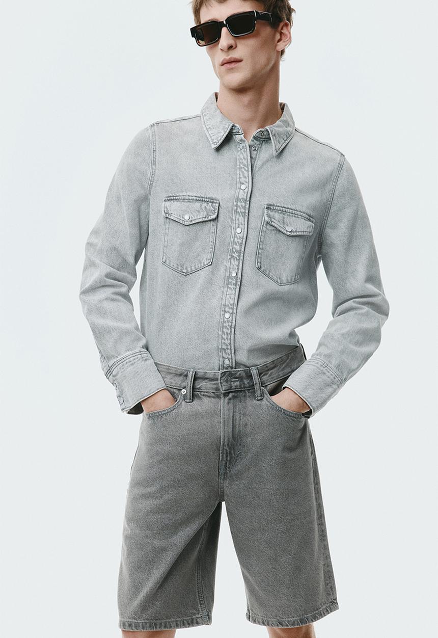 H&M - Relaxed fit denim shorts - denim grey