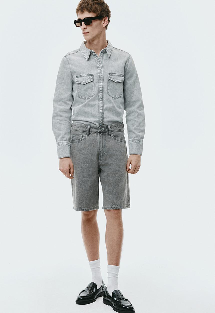 H&M - Relaxed fit denim shorts - denim grey