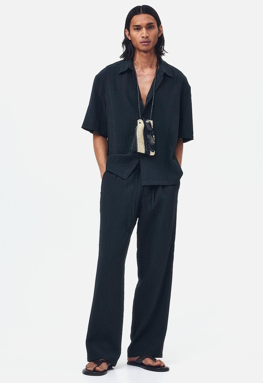 H&M - Relaxed fit textured trousers - black