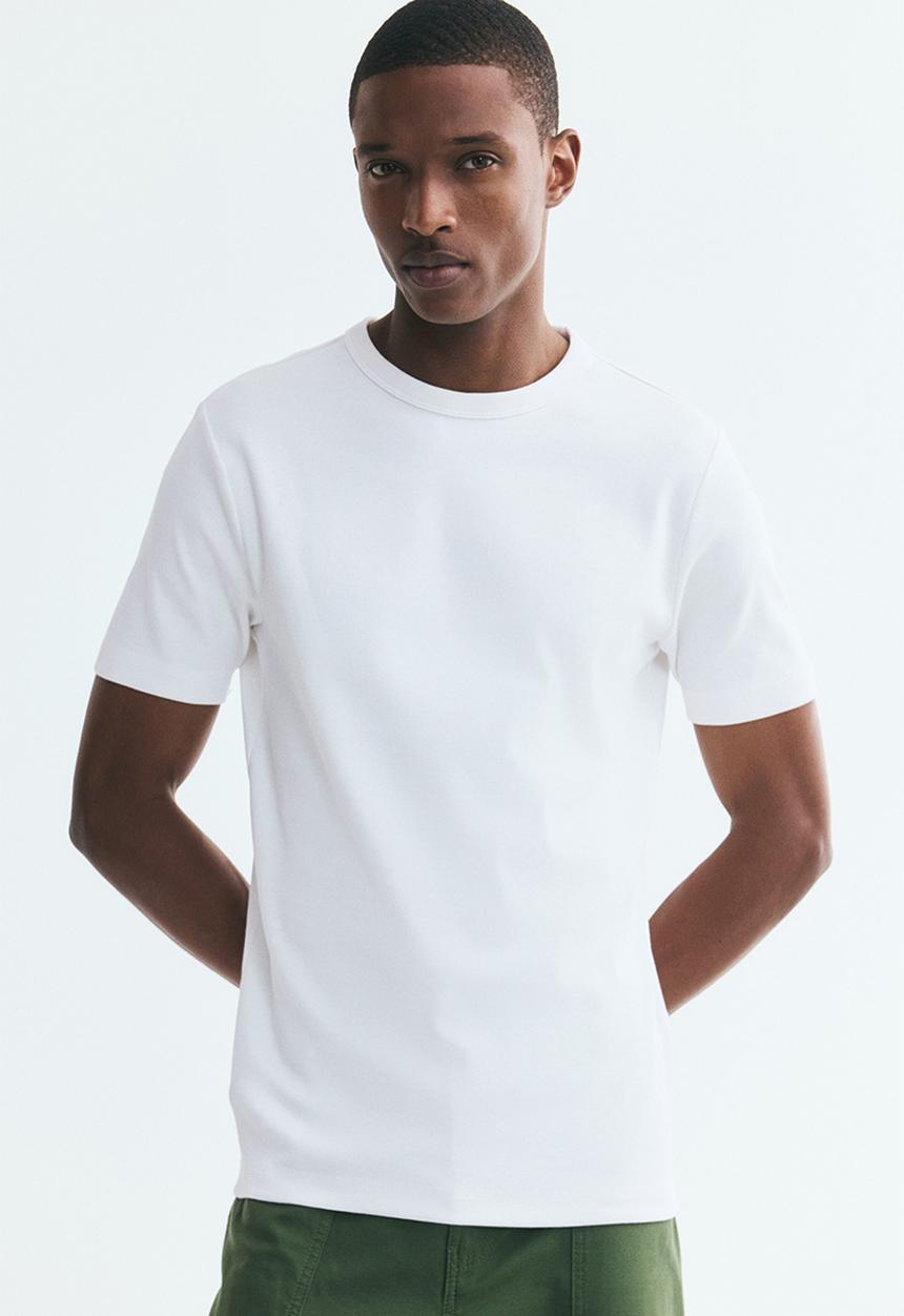 H&M - Slim fit ribbed t-shirt - white