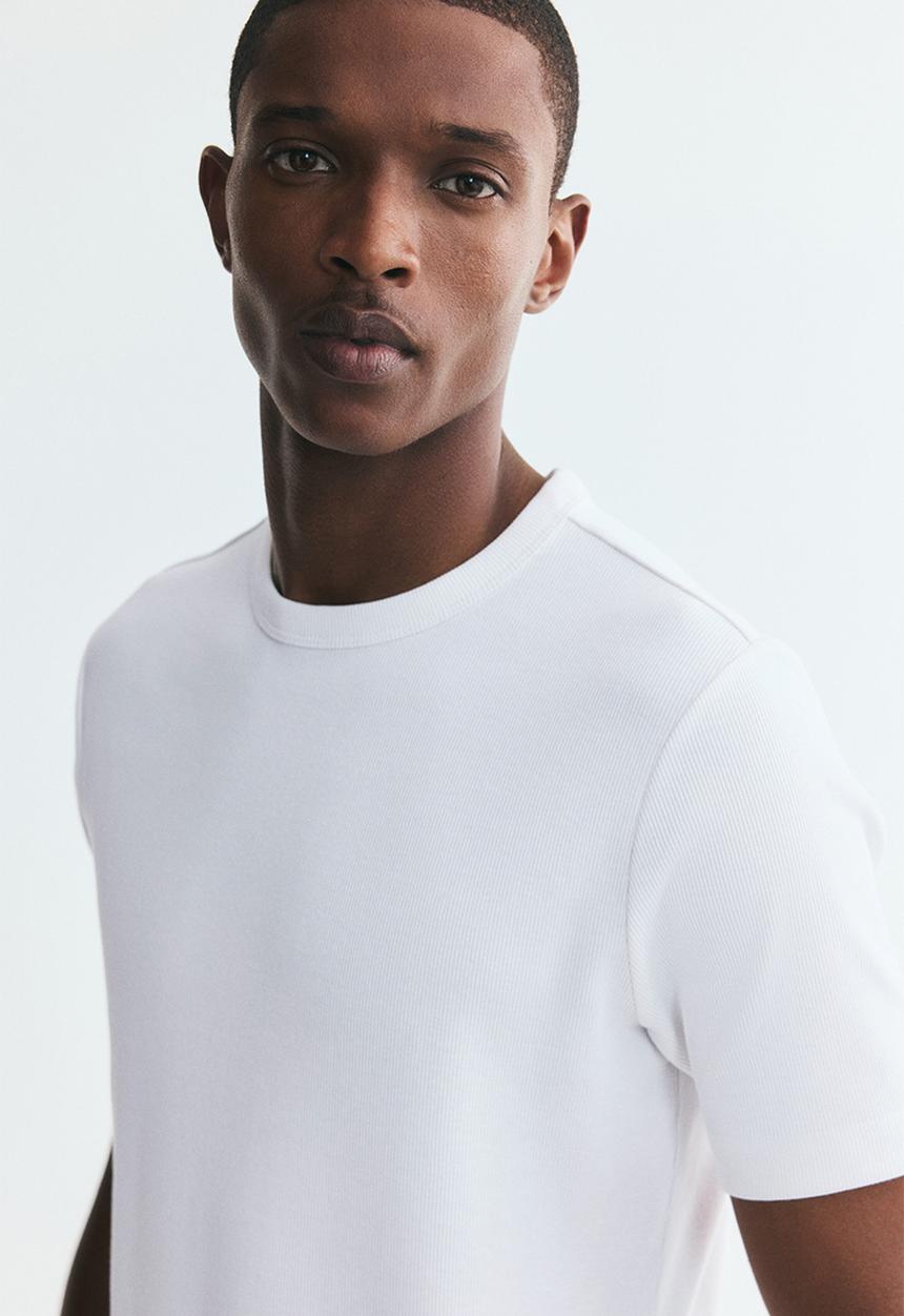 H&M - Slim fit ribbed t-shirt - white