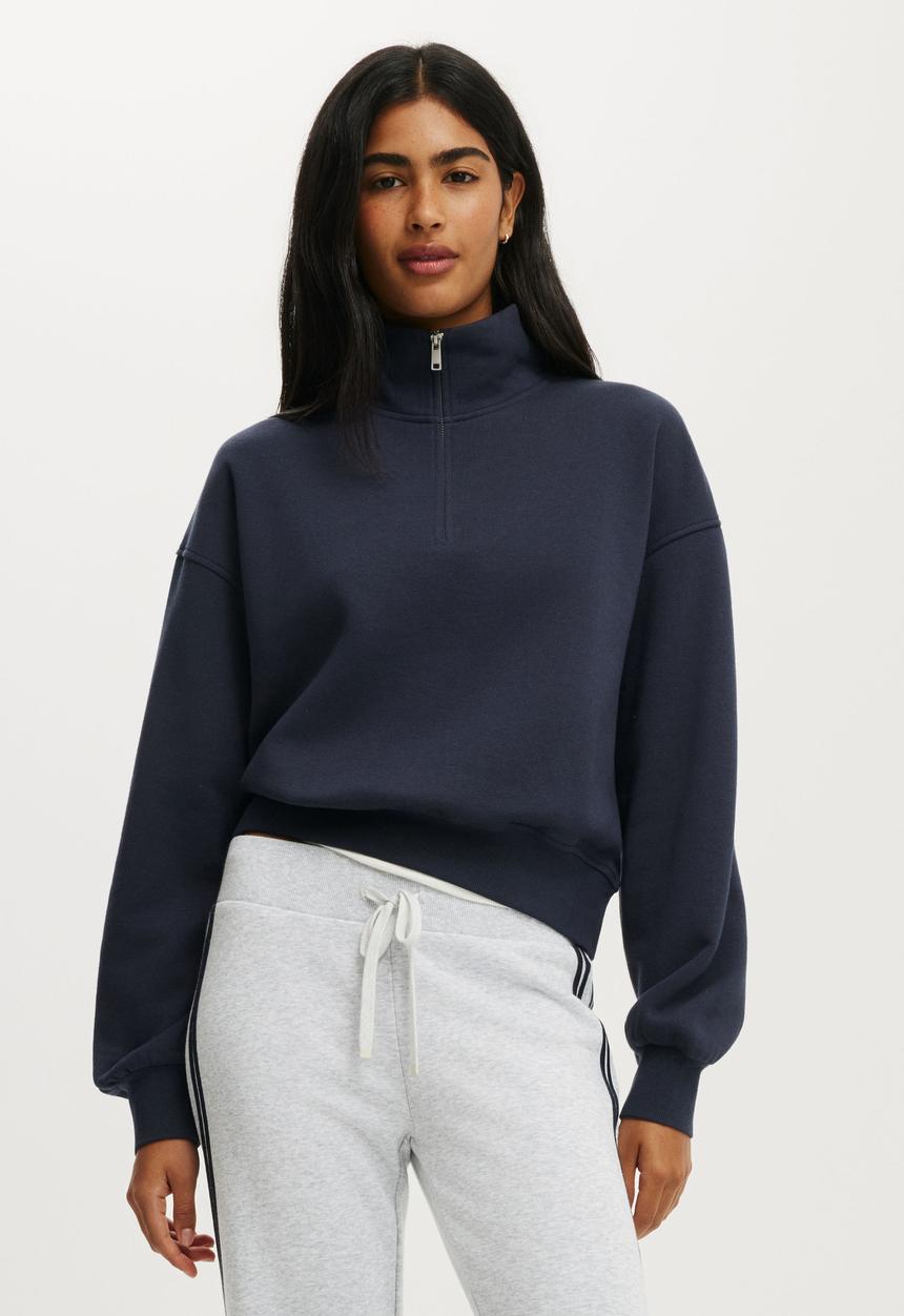 Cotton On - Capri Fleece Sweatpant - Light Grey Marle/Navy Stripe