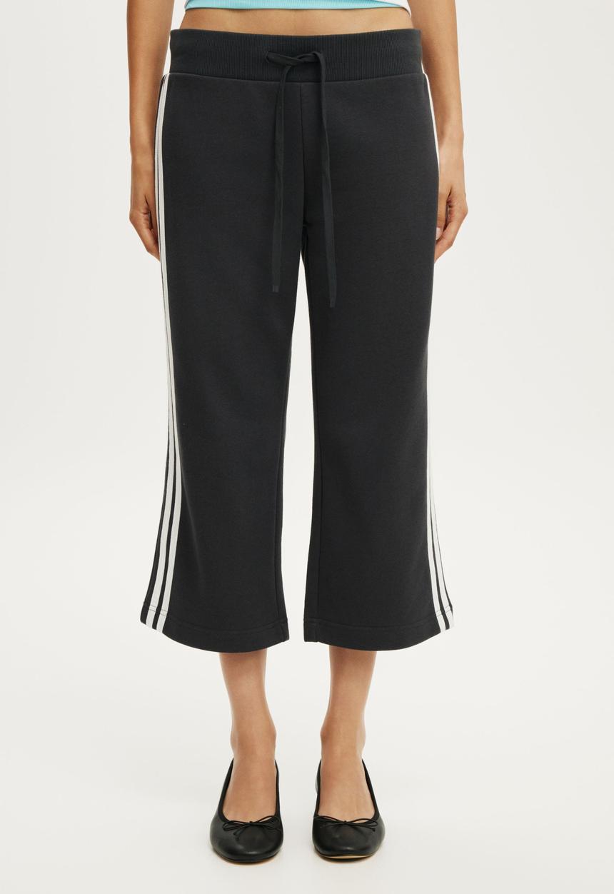 Cotton On - Capri Fleece Sweatpant - Shadowstone/White Stripe