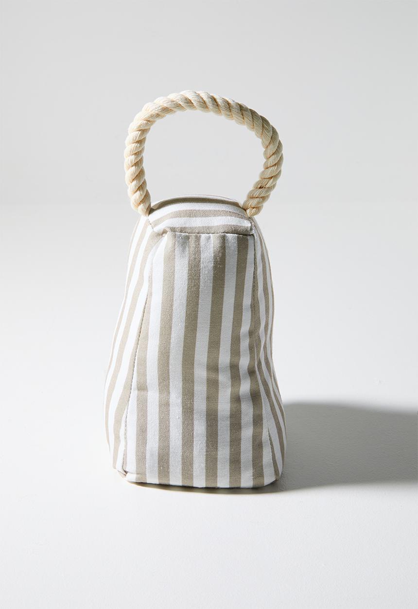 H&S - Stripe Doorstopper - Taupe & White