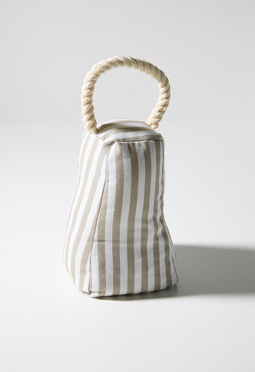 H&S - Stripe Doorstopper - Taupe & White