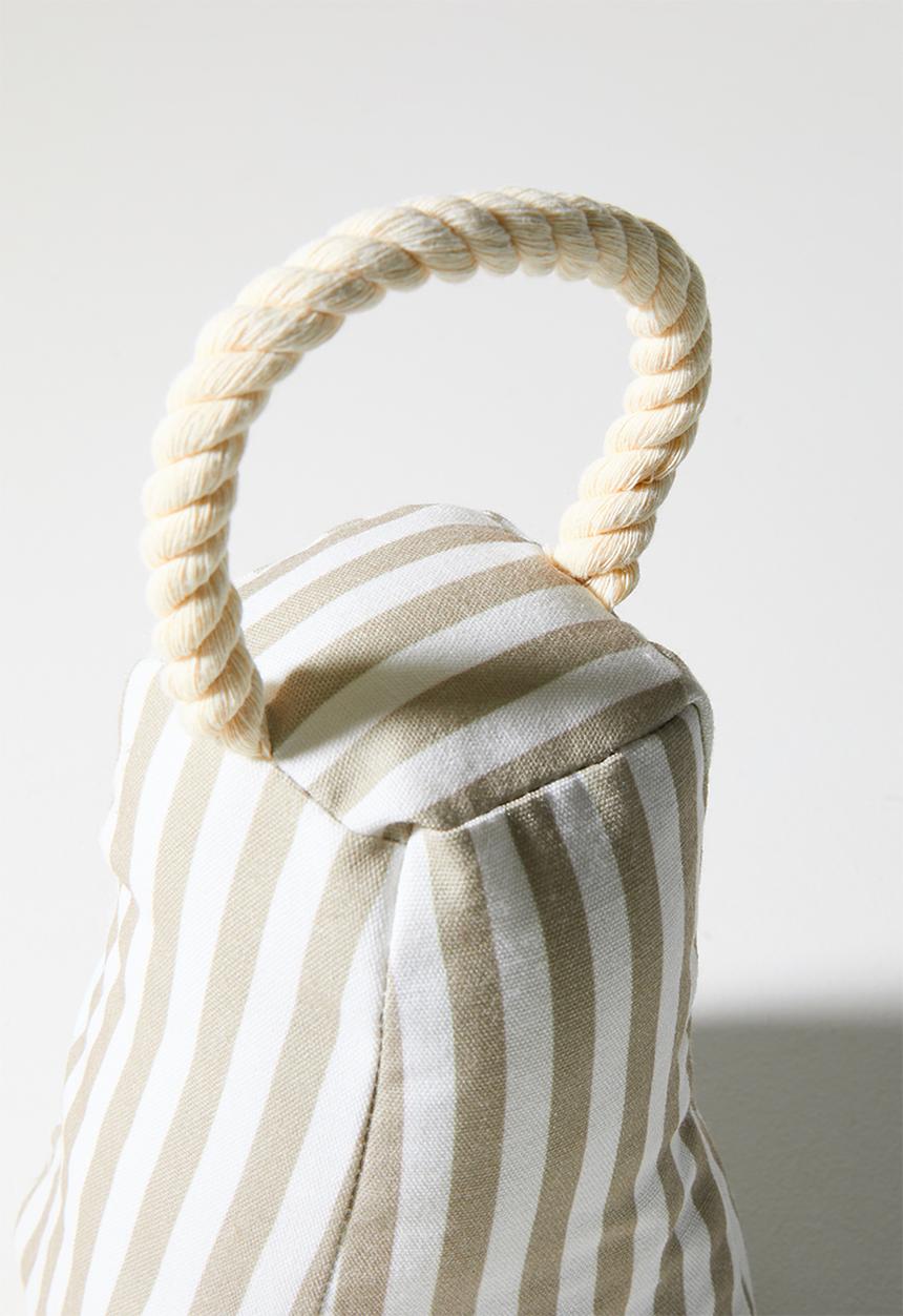 H&S - Stripe Doorstopper - Taupe & White