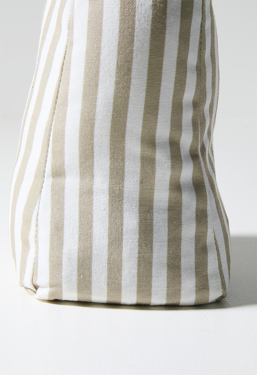 H&S - Stripe Doorstopper - Taupe & White